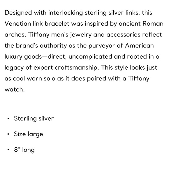 Authentic Tiffany & Co. Sterling Silver Bracelet purchased from Tiffany.com 8” - Picture 4 of 5